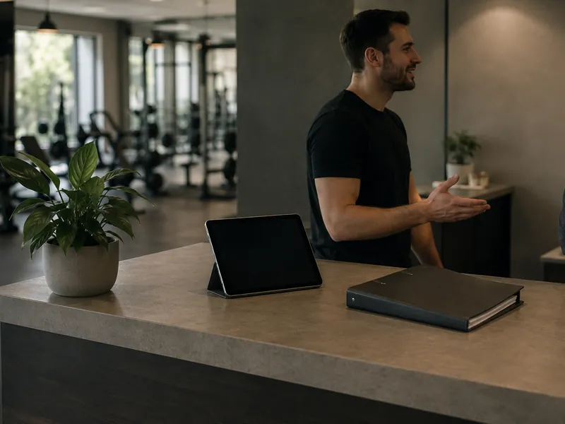 La sala pesi di una palestra durante un allenamento